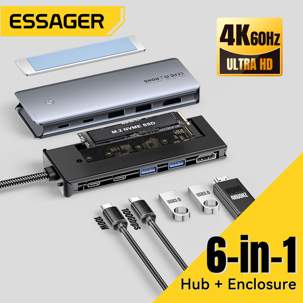 Hub USB C Essager con custodia - Usb Hub 7 Port recensione e prezzo